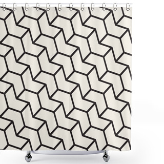 Personality  Seamless Vector Pattern. Abstract Geometric Lattice Background. Rhythmic Zigzag Structure. Monochrome Texture With Chevron Lines Shower Curtains