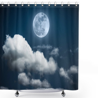 Personality  Landscape Of Night Sky With Beautiful Full Moon, Serenity Nature Background.  Shower Curtains