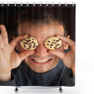 Personality  Man With Cookie Eyes Shower Curtains
