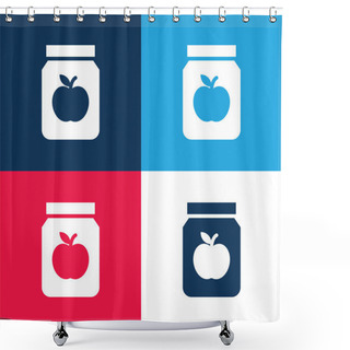 Personality  Apple Jam Blue And Red Four Color Minimal Icon Set Shower Curtains