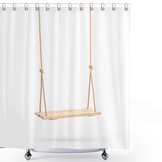 Personality  Wooden Swing Hanging On A Couple Of Ropes Shower Curtains