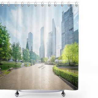Personality  Green Space, Lujiazui Central, Shanghai, China Shower Curtains