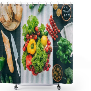 Personality  Vegetables On Table Shower Curtains