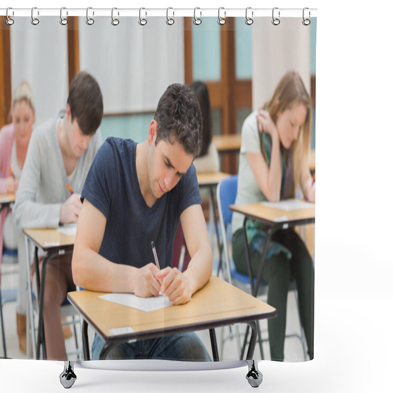 Personality  Students In An Exam Shower Curtains