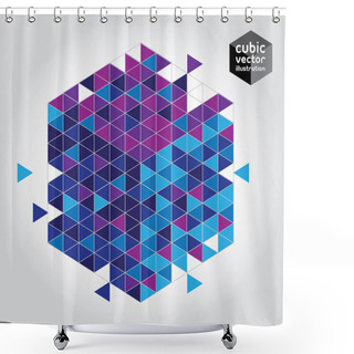 Personality  Abstract Cube Blue And Purple Design Element. Shower Curtains