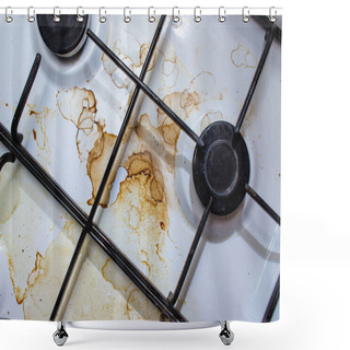 Personality  Dirty Plate With Stains And Grease Shower Curtains