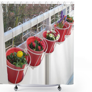 Personality  Spring Flowers On The Balcony Shower Curtains
