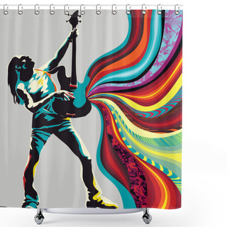 Personality  Singer On The Abstract Background, Template For Design Shower Curtains