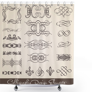 Personality  Calligraphic Design Elements - Dark Background Shower Curtains