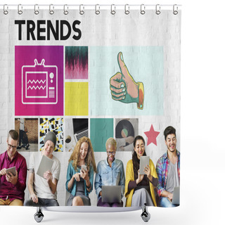 Personality  People Browsing Digital Gadgets   Shower Curtains