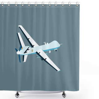 Personality  Illustration Of Defense Military Aircraft With Ukrainian Trident Symbol Isolated On Grey Shower Curtains