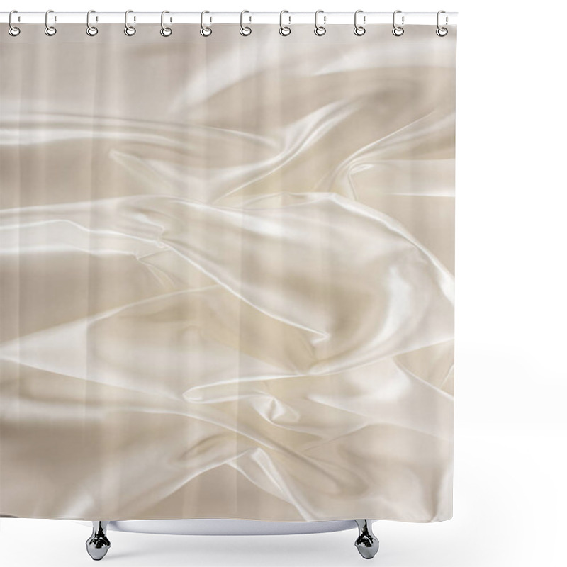 Personality  ivory crumpled shiny silk fabric background shower curtains