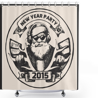 Personality  Santa Claus Vintage Poster. Vector Shower Curtains
