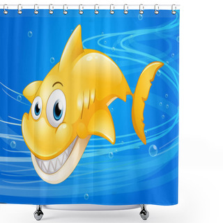 Personality  A Yellow Shark Under The Water Shower Curtains
