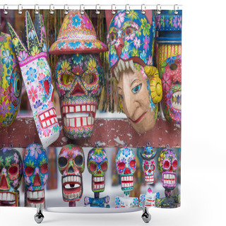Personality  Mayan Wooden Masks Shower Curtains