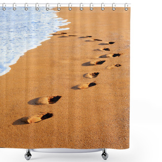 Personality  Footprints In The Sand Shower Curtains