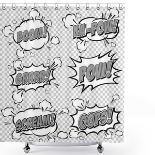 Personality  Collection Multicolored Comic Sound Effects Shower Curtains