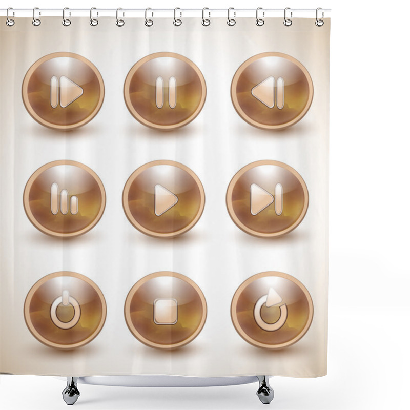 Personality  Set Of Vector Media Player Buttons. Shower Curtains