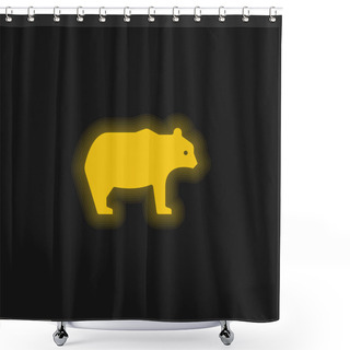 Personality  Bear Yellow Glowing Neon Icon Shower Curtains