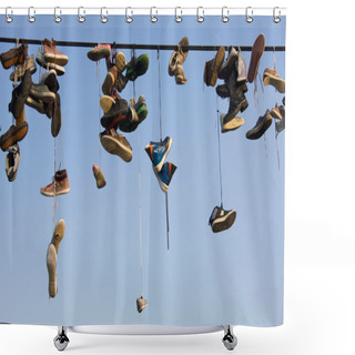 Personality  Shoes On Wire Shower Curtains