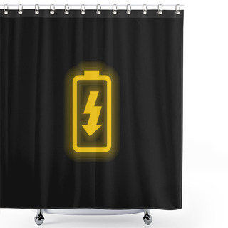 Personality  Battery Charge Yellow Glowing Neon Icon Shower Curtains