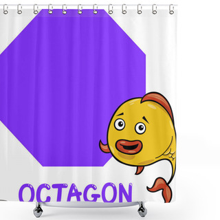 Personality  Octagon Shape With Cartoon Fish Shower Curtains