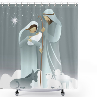 Personality  Nativity Scene With Holy Family Shower Curtains
