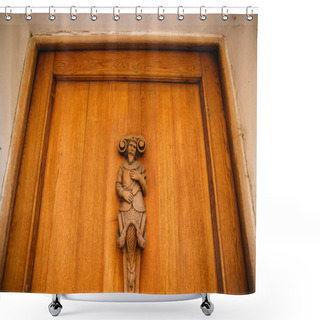 Personality  Wooden Figure Shower Curtains
