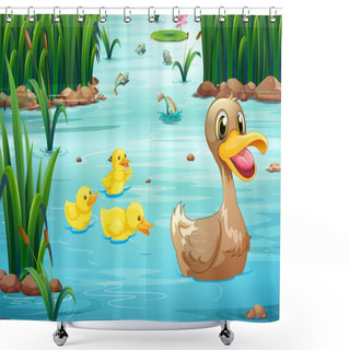 Personality  Ducks And Pond Shower Curtains
