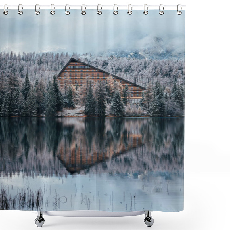 Personality  Hotel At Strbske Pleso, Famous Lake In Slovakia. High Tatras. Winter Nature Shower Curtains
