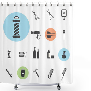 Personality  Hairdressing Equipment Icons Shower Curtains