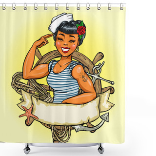 Personality  Sailor Girl Logo Shower Curtains