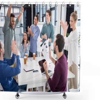 Personality  Business Team Celebrating Success  Shower Curtains