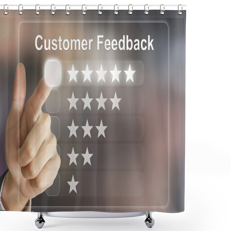 Personality  Business Hand Pushing Customer Feedback On Virtual Screen Shower Curtains