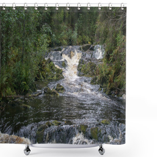 Personality  Natural Park In The North Of Russia. Waterfalls, Gorgeous Nature And A Real Russian Forest. Republic Of Karelia Shower Curtains