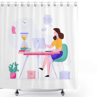 Personality  Particular Point In A Time To Accomplish Task, Work Deadline Vector  Shower Curtains