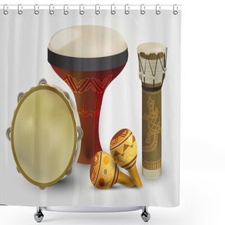Personality  Percussion Drums Collection Vector Illustration  Shower Curtains