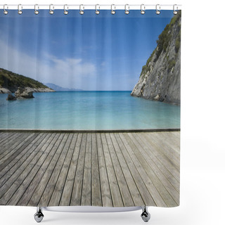 Personality  Jetty On The Seashore Shower Curtains