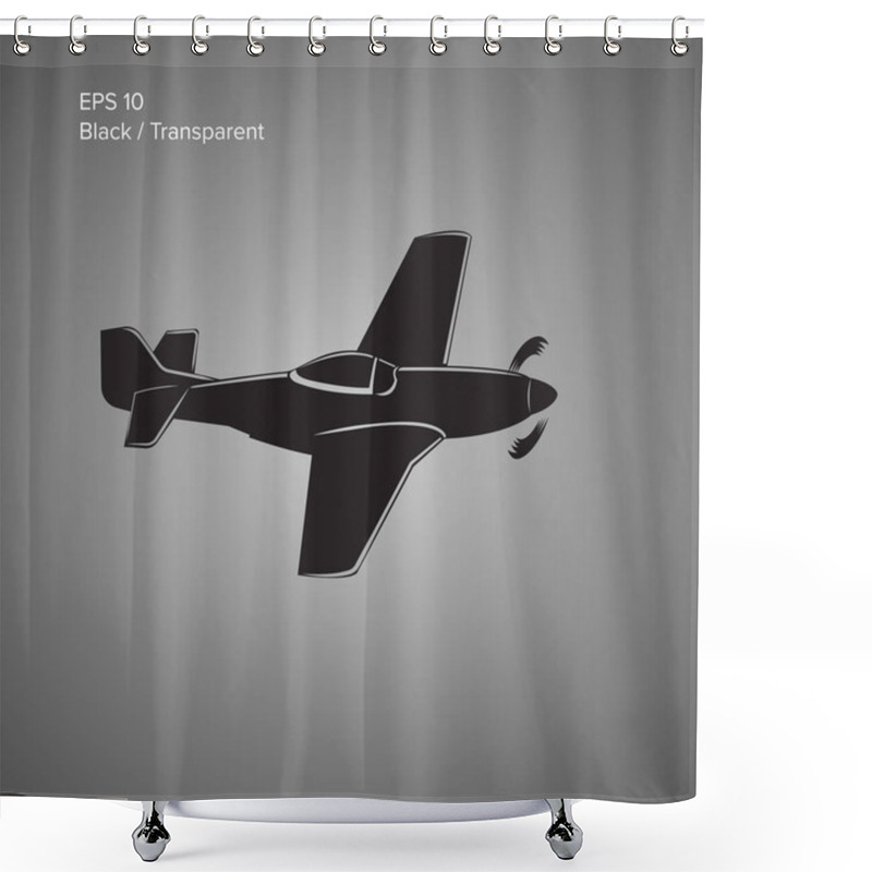 Personality  Legendary WWII American Fighter Aircraft. Single Piston Engine War Machine Vector Illustration Shower Curtains