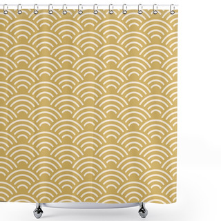 Personality  Seamless Pattern Scales Simple Nature Abstract Texture With Japanese Wave Circle Pastel Colors Orange Beige Mustard Background. Textile Print, Web Page Fill. Vector Illustration Shower Curtains