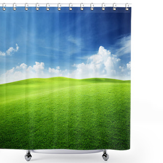 Personality  Green Field And Blue Sky Shower Curtains