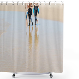 Personality  Young Surfers Walking On The Beach Shower Curtains