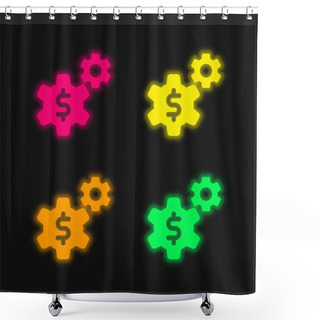 Personality  Application Four Color Glowing Neon Vector Icon Shower Curtains