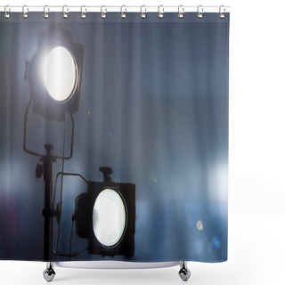 Personality  Two Vintage Soffit Shine, Front View, Blured Background Shower Curtains