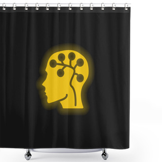 Personality  Brain Yellow Glowing Neon Icon Shower Curtains