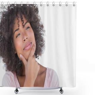 Personality  Pretty Woman Looking Thoughtful Shower Curtains