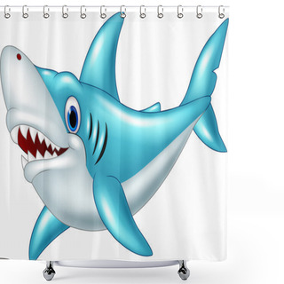 Personality  Cartoon Shark Isolated On White Background Shower Curtains