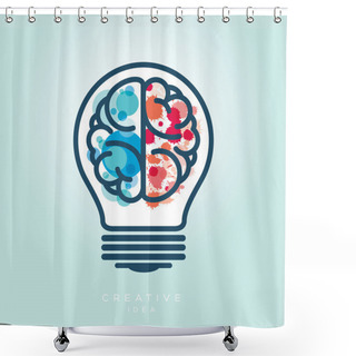 Personality  Creative Light Bulb Left And Right Brain Idea Icon Shower Curtains