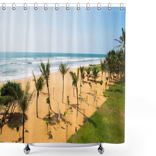 Personality  Seashore With Palm Trees Shower Curtains