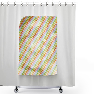 Personality  Top View Of Empty Crumpled With Colorful Lines On White Background Shower Curtains